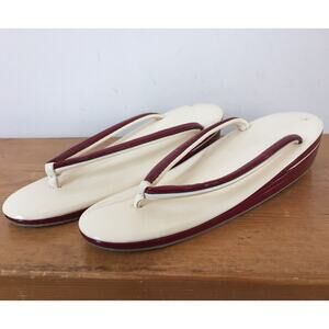 Traditional Japanese Geta Patent Leather Platform Thong Sandals Womens 3 EU33